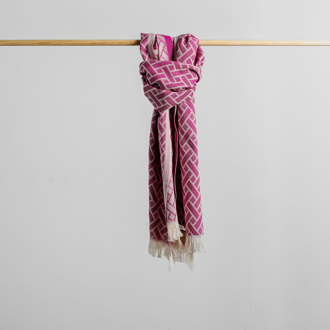Skjerf - Flettet - Mørk Rosa